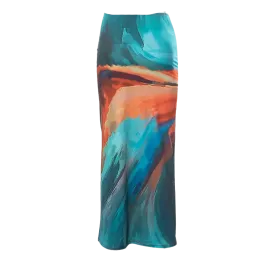 A&A  Tie Dyed Print Mesh Maxi Skirt