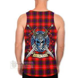 Abernethy Tartan Men's Tank Top with Family Crest Celtic Skull Style