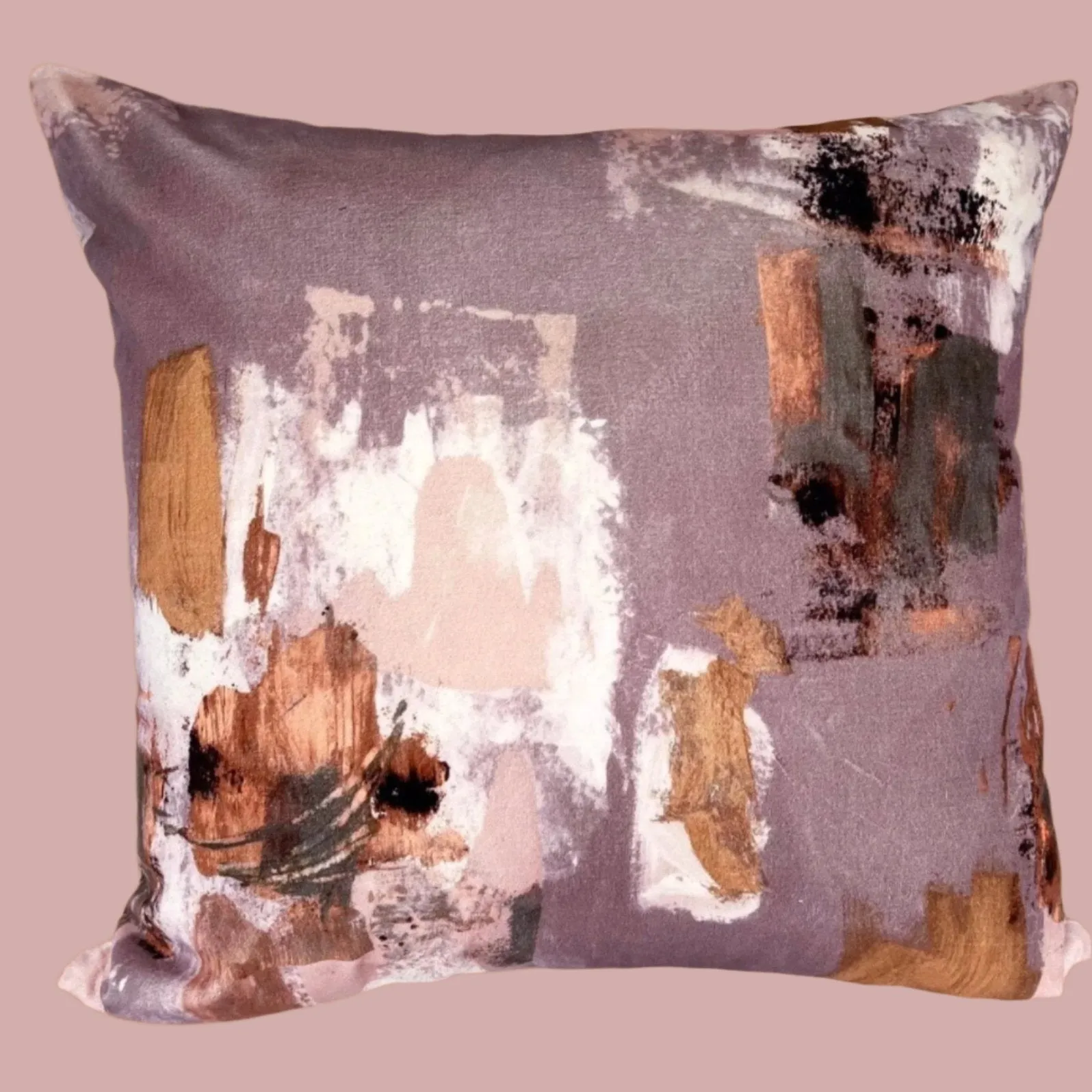 Abstract painterly Velvet Cushion - Mink