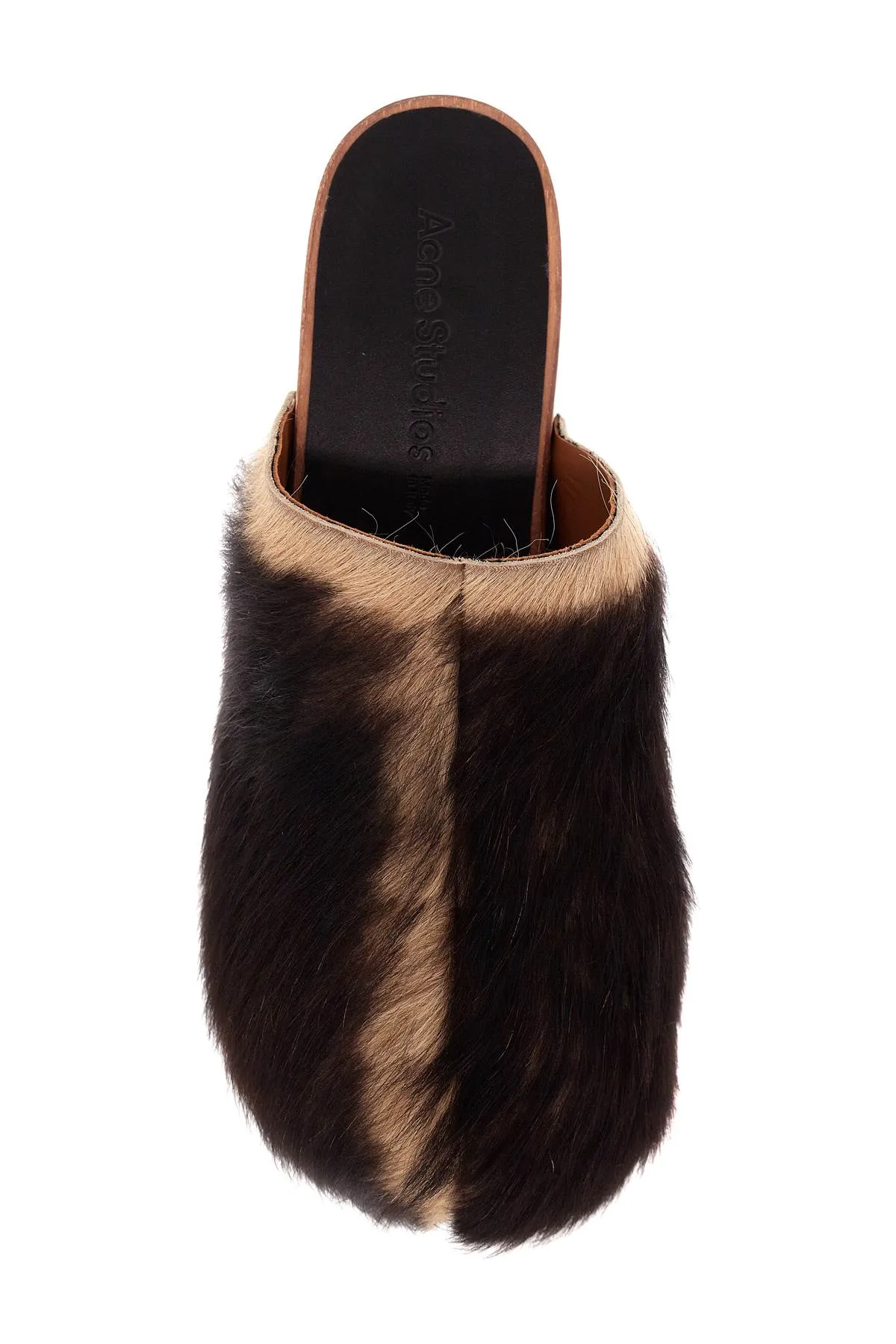 Acne Studios wooden clogs in pony hair