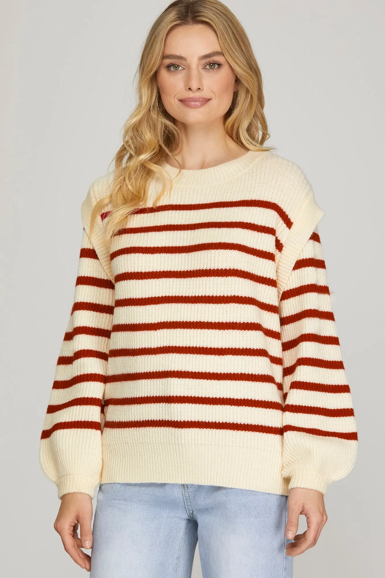 Acton Long Sleeve Knit Striped Sweater Top