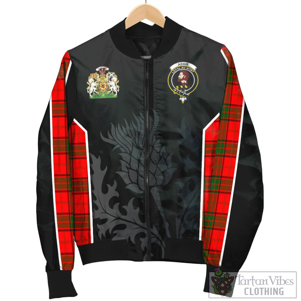 Adair Tartan Bomber Jacket with Family Crest and Scottish Thistle Vibes Sport Style