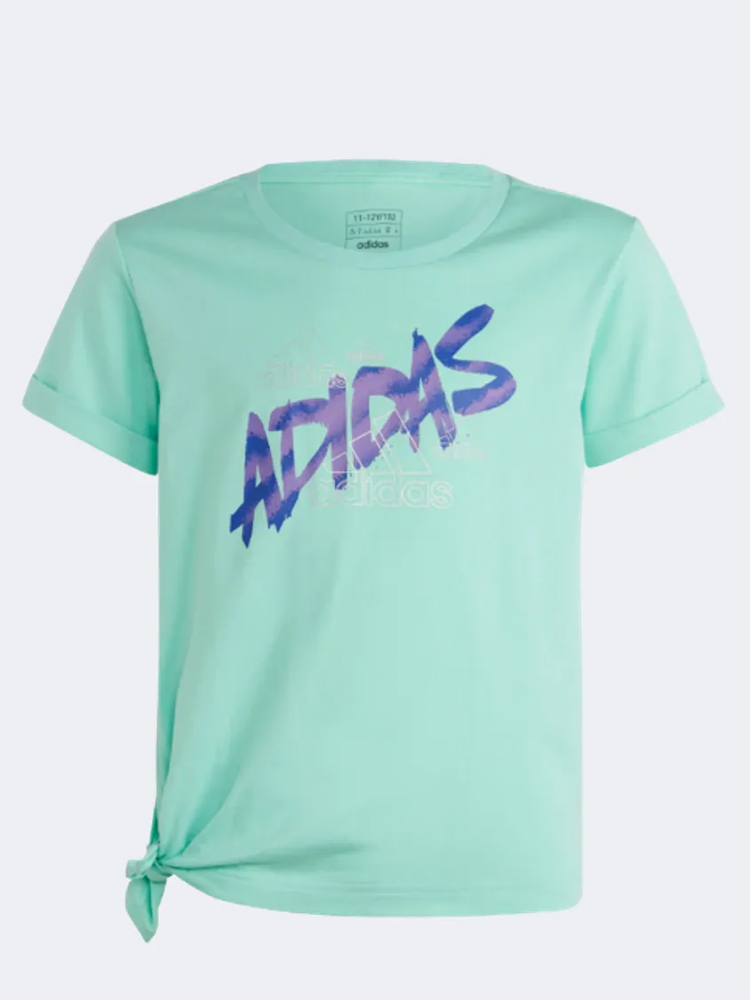 Adidas Dance Knotted Girls Sportswear T-Shirt Green/Silver