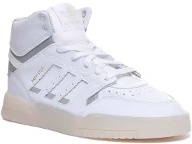 Adidas Drop Step Leather High Top Trainers In Whitsilver For Men