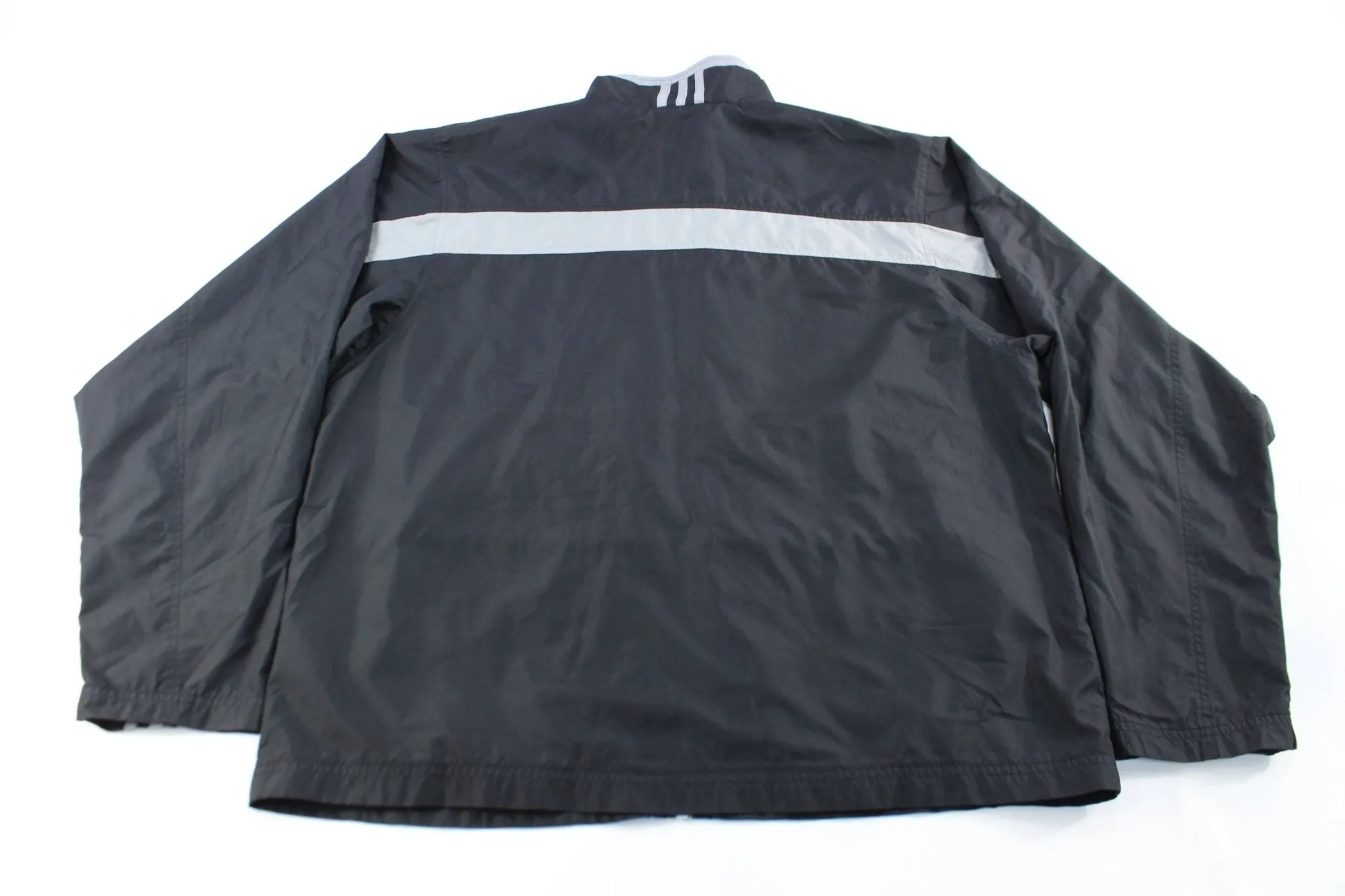 Adidas Embroidered Logo Black & Grey Striped Jacket