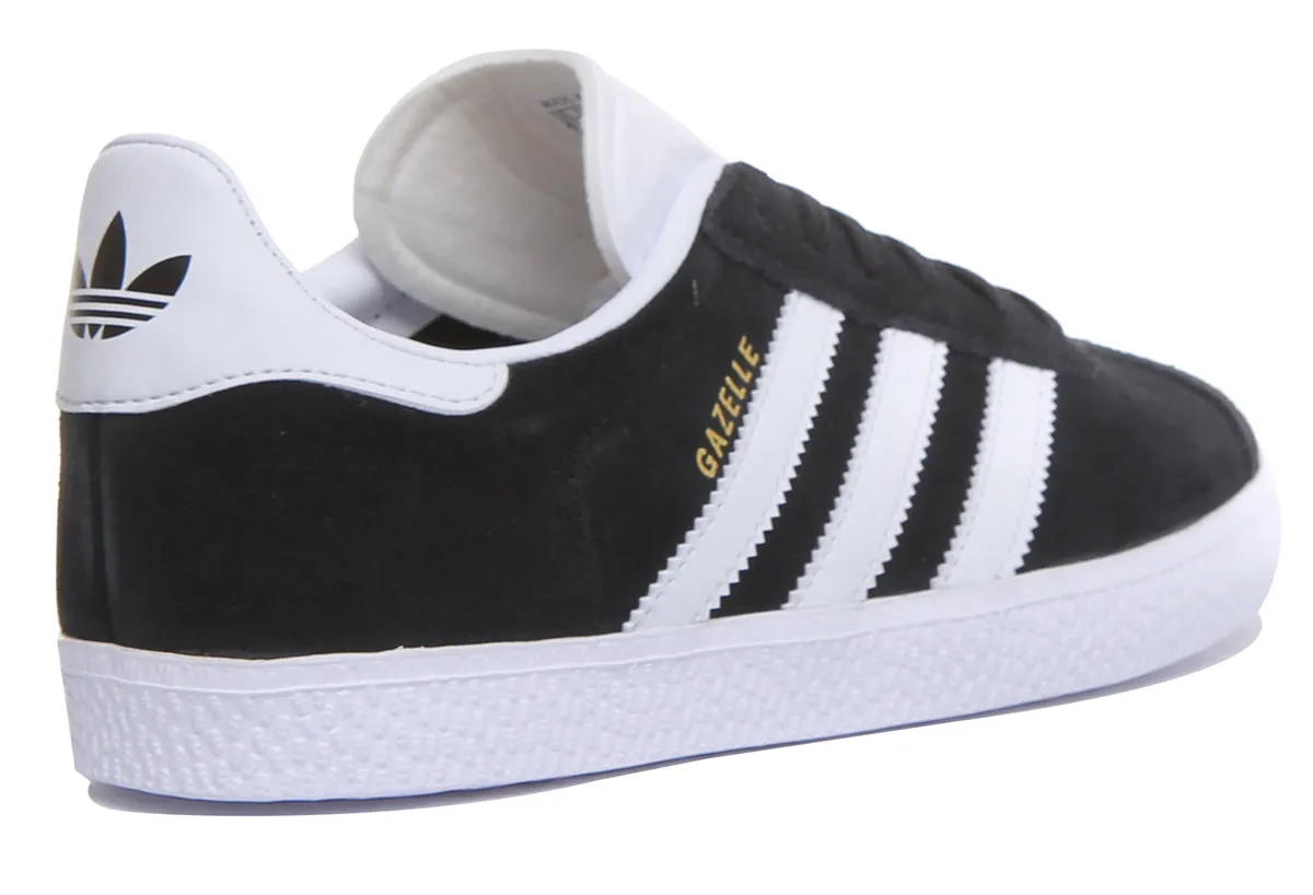 Adidas Gazelle J Trainers In Black White For Youth