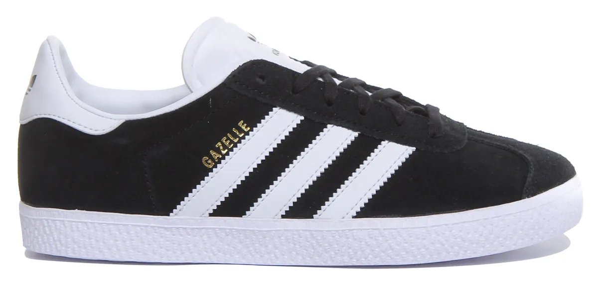 Adidas Gazelle J Trainers In Black White For Youth