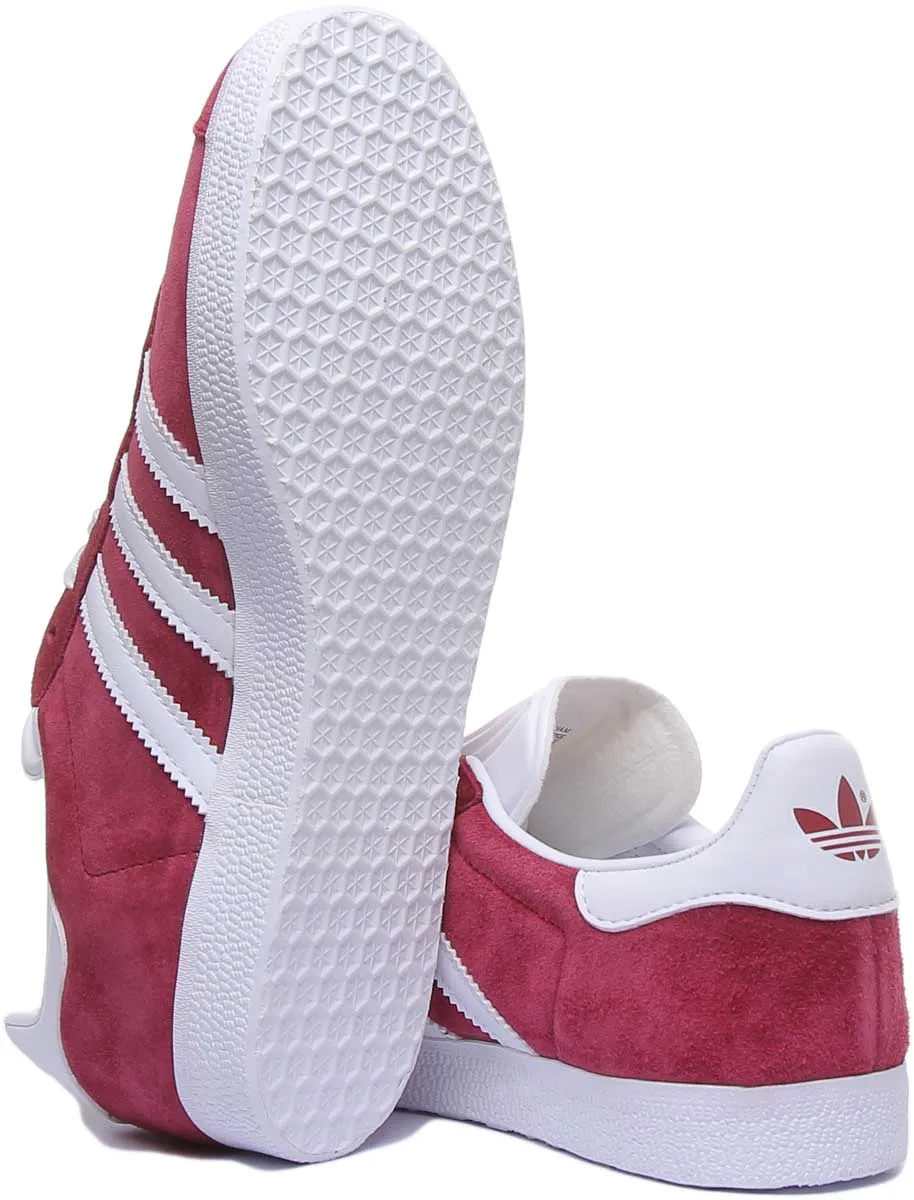 Adidas Gazelle Suede Leather Trainers In Maroon For Men