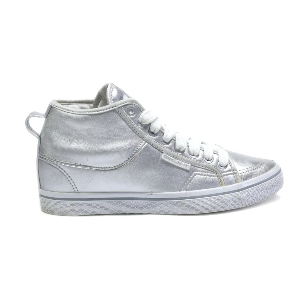 Adidas Honey Silver Satin High-Top Sneakers Leather Silver Colour For Women