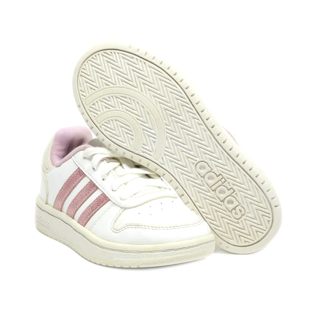 Adidas Hoops 2 Sneakers Leather White Colour For Kids