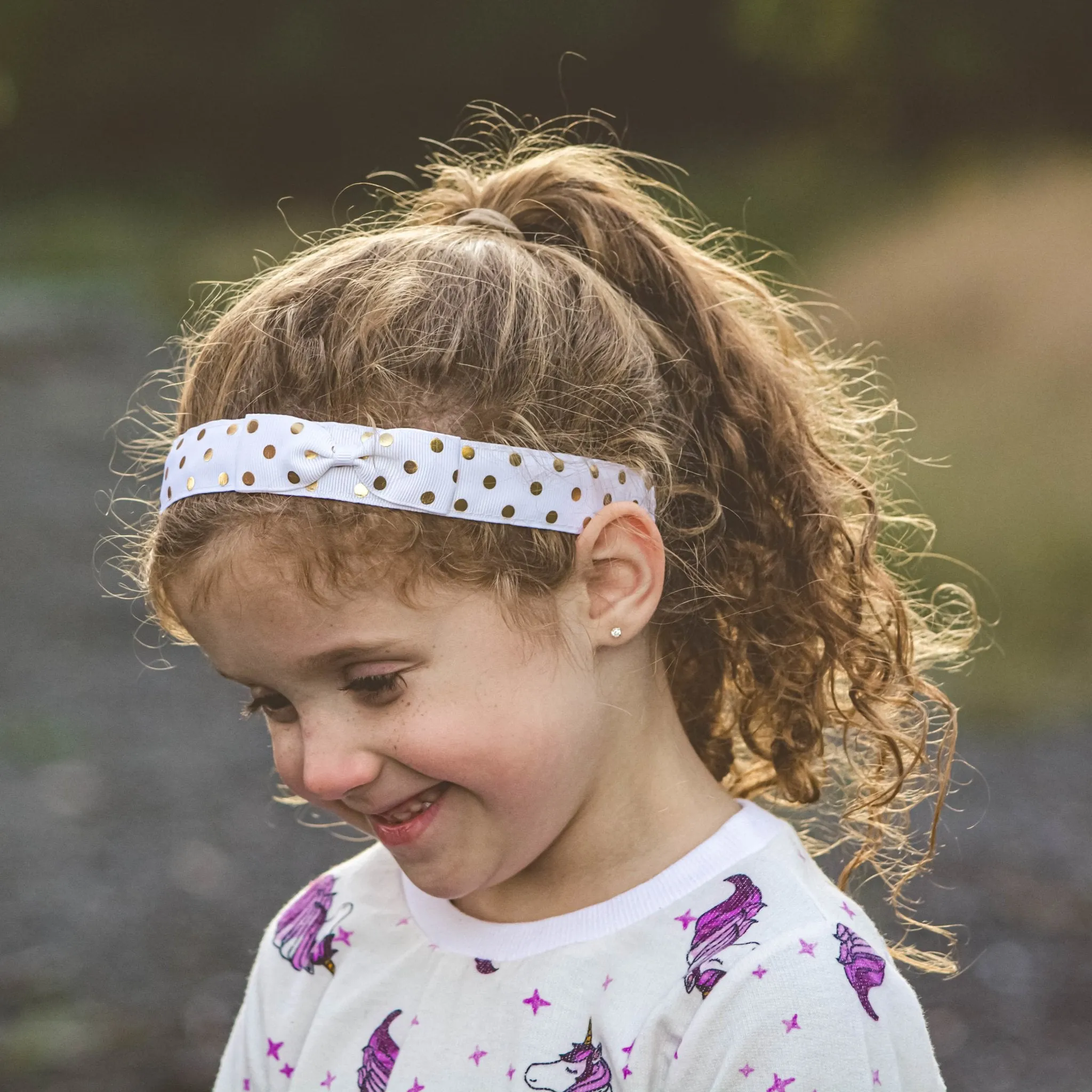 Adjustable No Slip Polka Dot Bow Headband