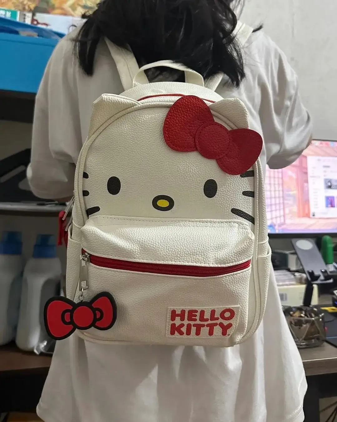 Adorable Kitty Red White Bow Backpack Bag