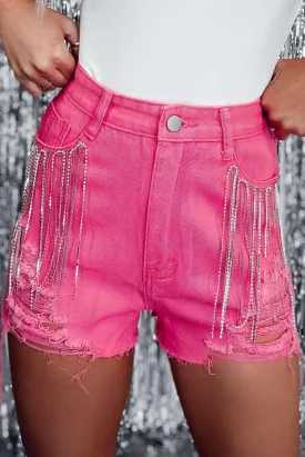 Adore Pink Distressed Slim Fit Shorts