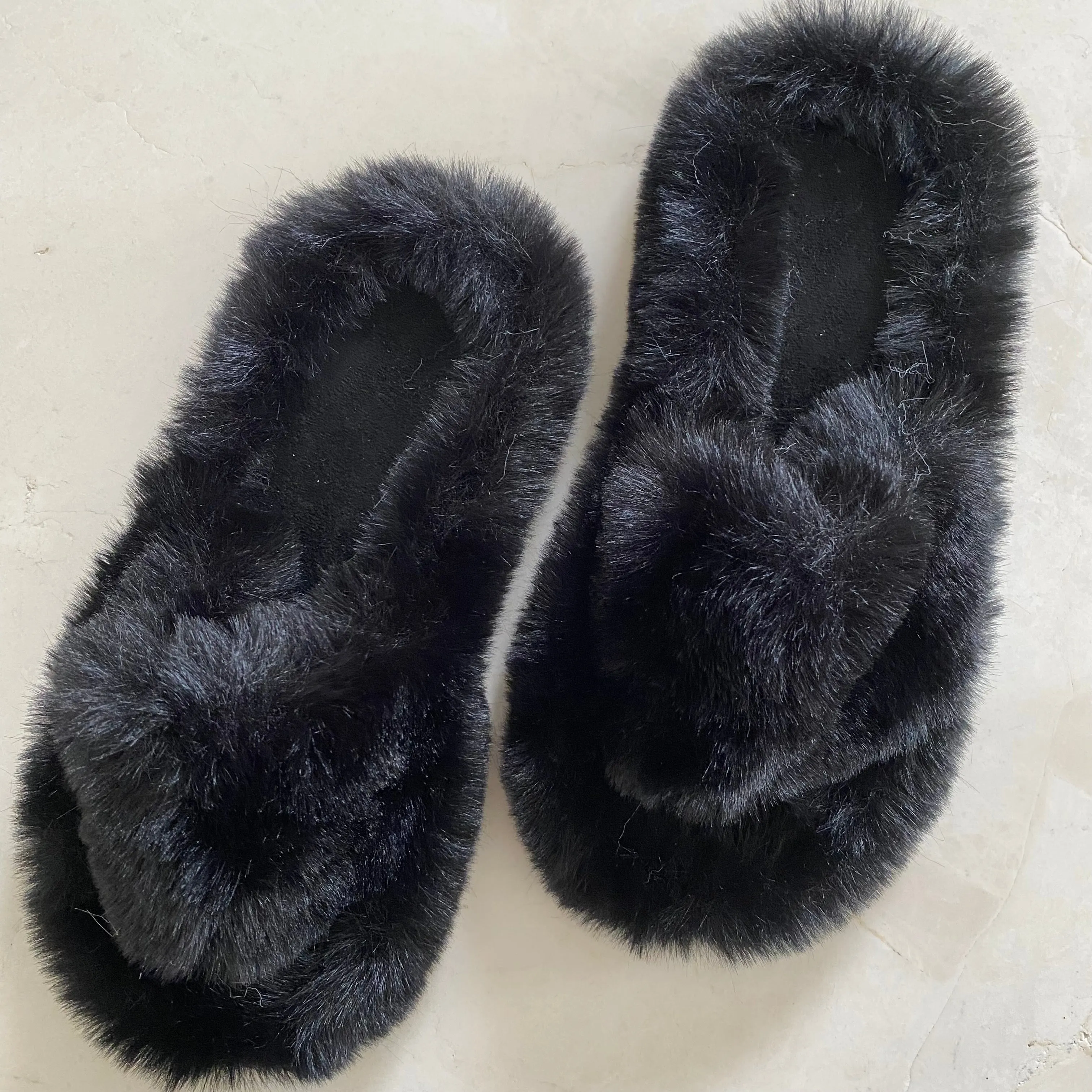 Adult Furry Slides Black