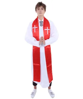 Adult Men's Priest Robe Costume | White & Red Halloween Costume