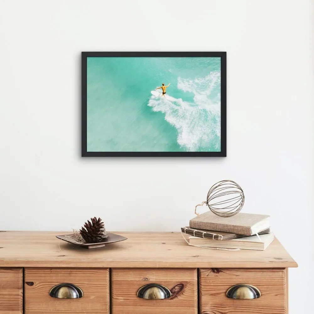 Aerial Surfer PRINTABLE WALL ART, Aerial Photograph Print, Surf Wall Decor, Surfboard Print, Surfing Photo, Horizontal Art, Over Bed Wall Art