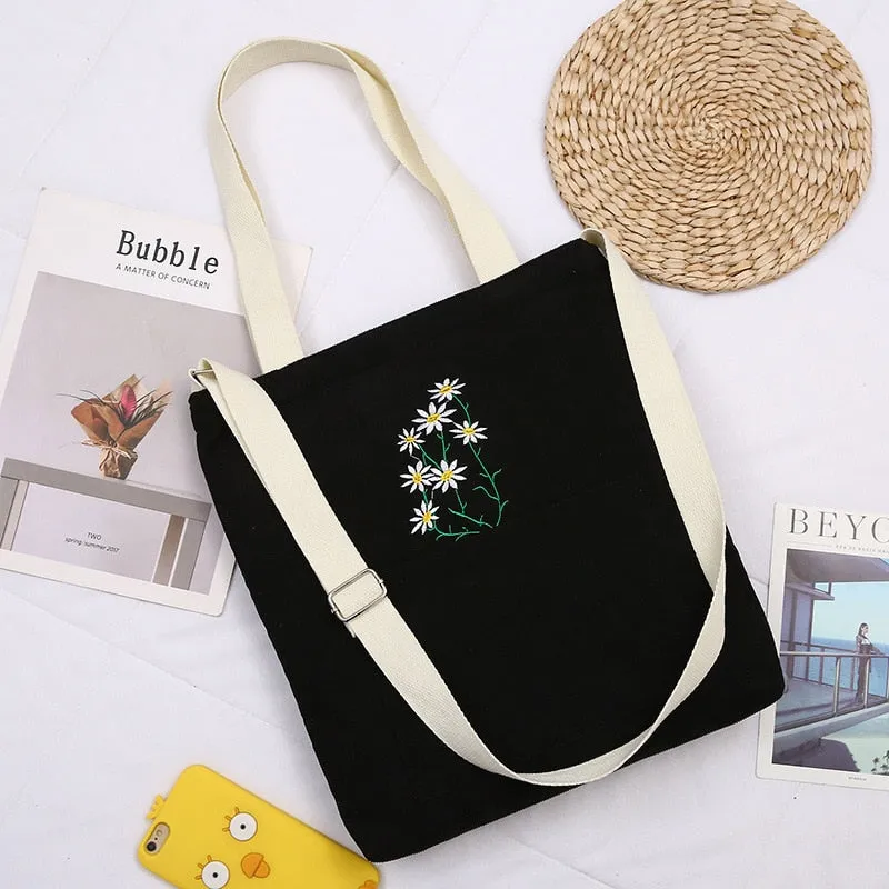 Aesthetic Minimalist Floral Tote Bag