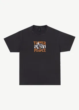 AFENDS Mens Power Plant - Boxy Graphic T-Shirt - Stone Black