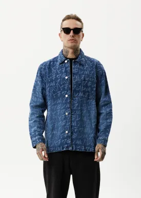 AFENDS Unisex Tagged - Unisex Denim Jacket - Graffiti Blue