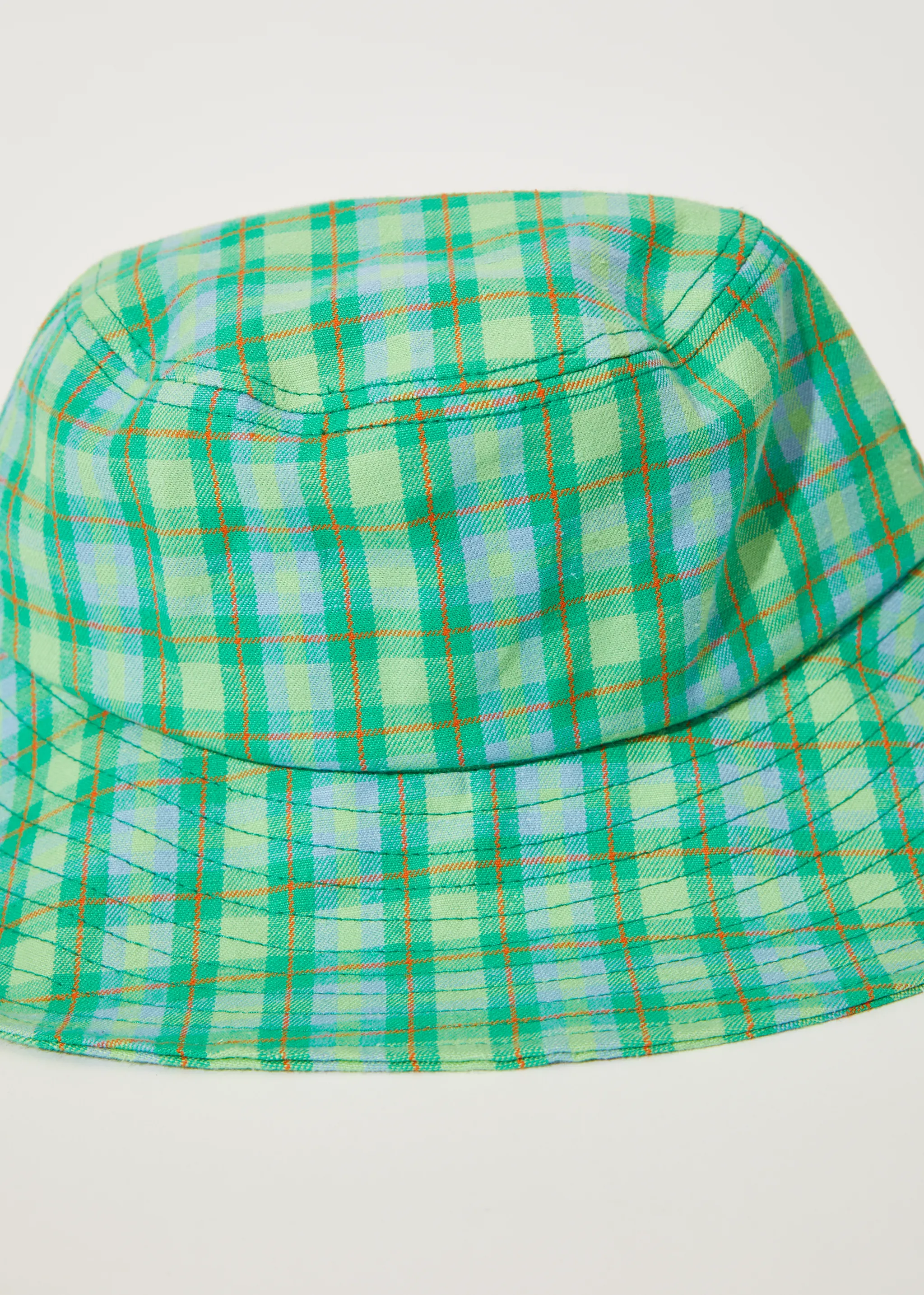 AFENDS Unisex Tully - Check Wide Brim Hat - Forest Check