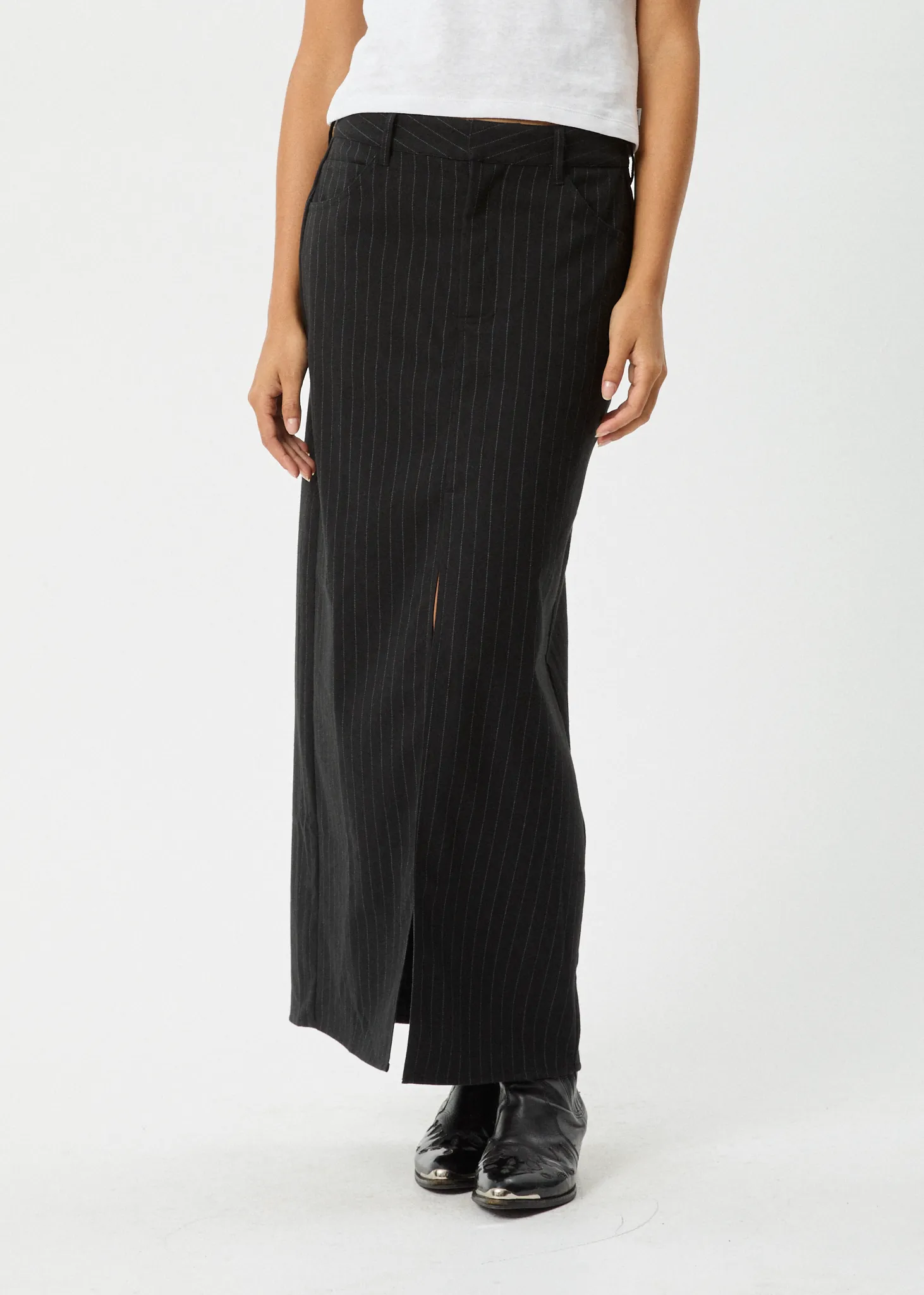 AFENDS Womens Business - Split Maxi Skirt - Black