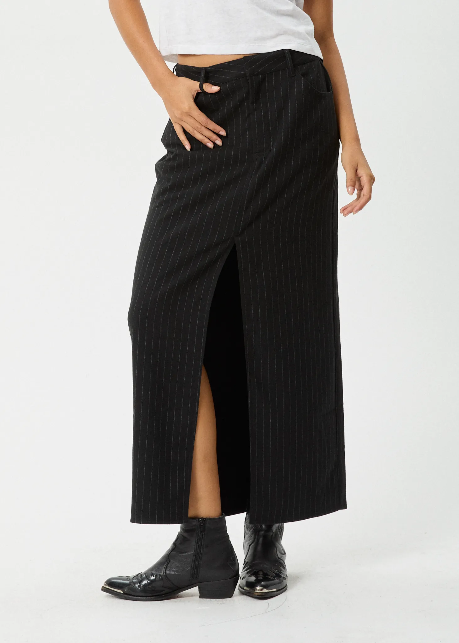 AFENDS Womens Business - Split Maxi Skirt - Black