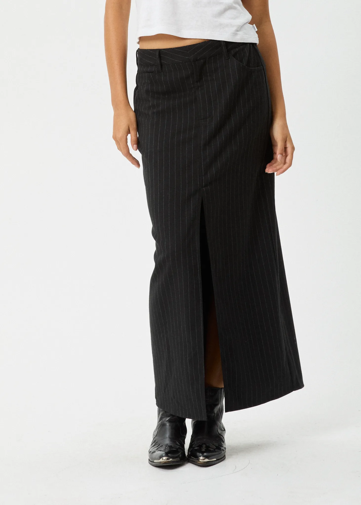 AFENDS Womens Business - Split Maxi Skirt - Black