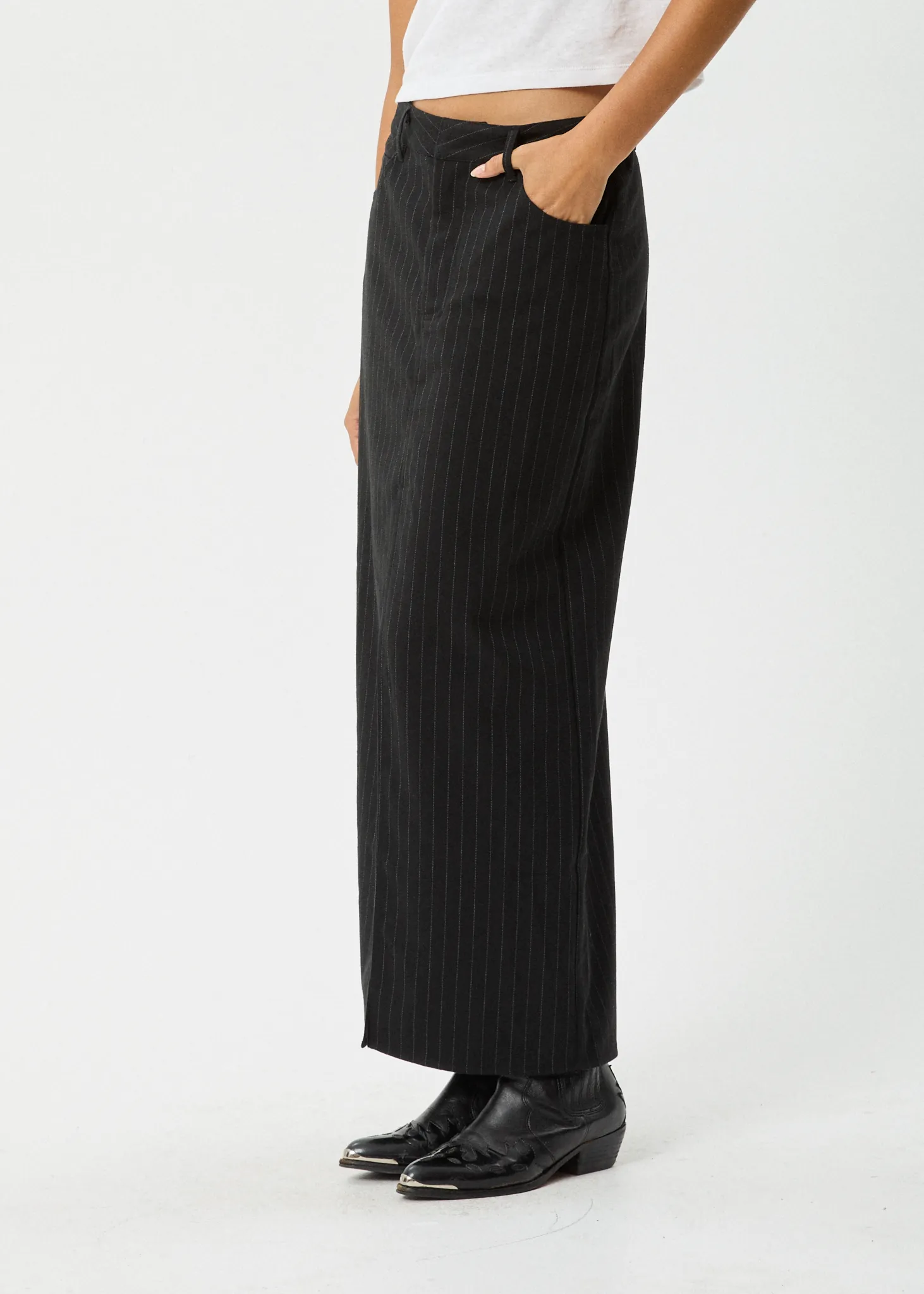 AFENDS Womens Business - Split Maxi Skirt - Black