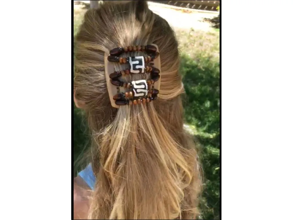 African Butterfly Chameleon Hair Comb - Beada Brown 65