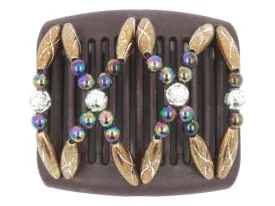 African Butterfly Chameleon Hair Comb - Dalena Brown 46