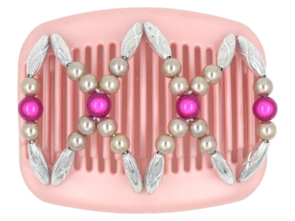 African Butterfly Hair Comb - Dalena Pink Pearl 07