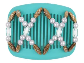 African Butterfly Hair Comb - Dalena Turquoise 14