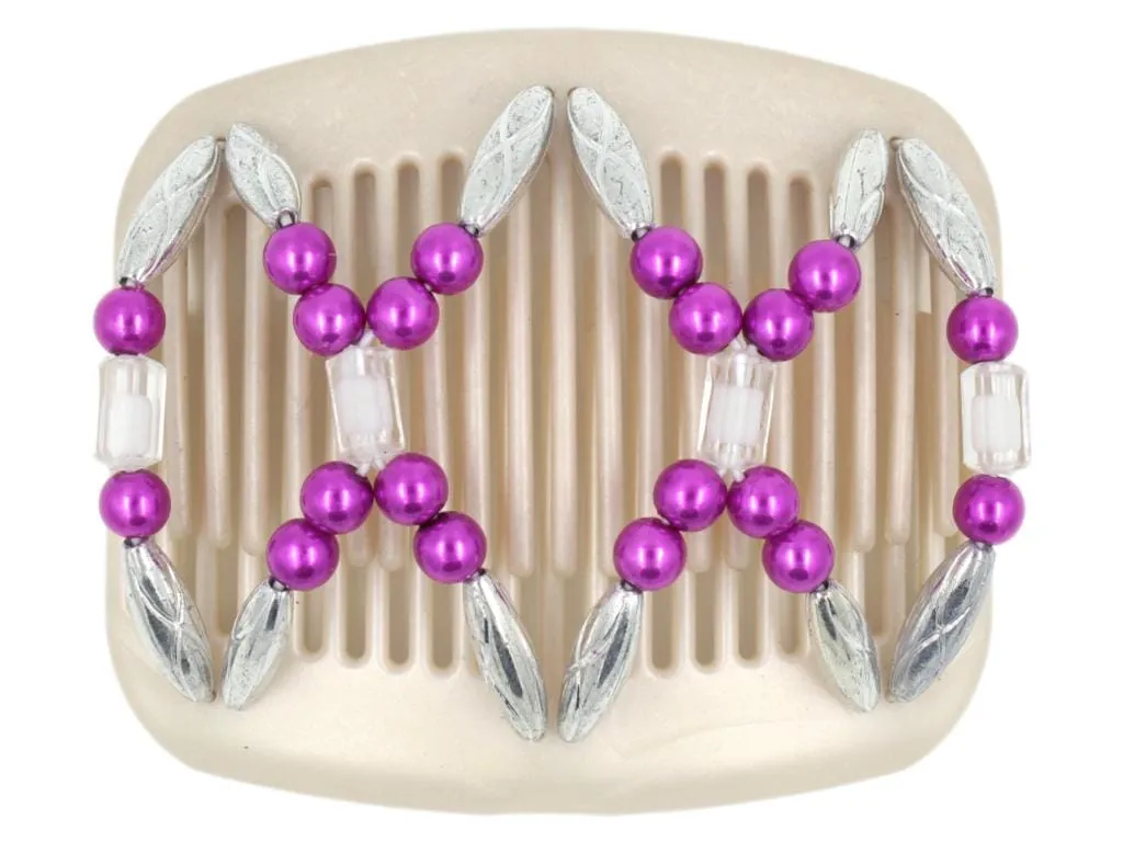 African Butterfly Hair Comb - Dalena White Pearl 25