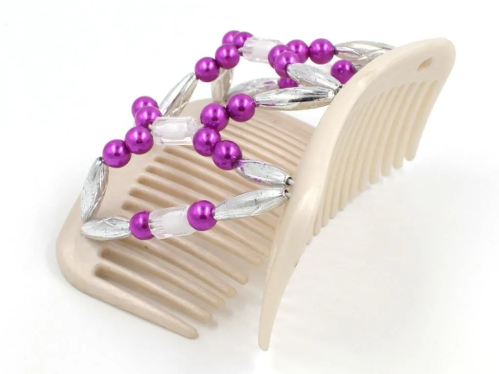 African Butterfly Hair Comb - Dalena White Pearl 25