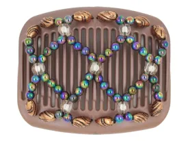 African Butterfly Hair Comb - Ndalena Brown Pearl 05