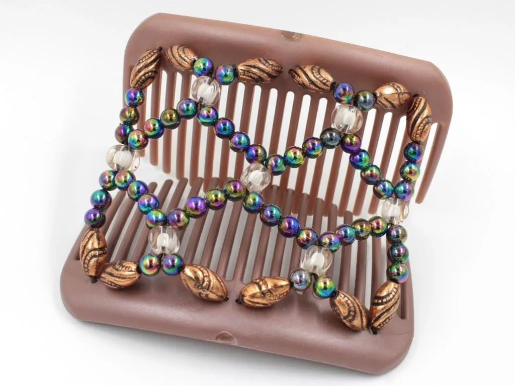 African Butterfly Hair Comb - Ndalena Brown Pearl 05