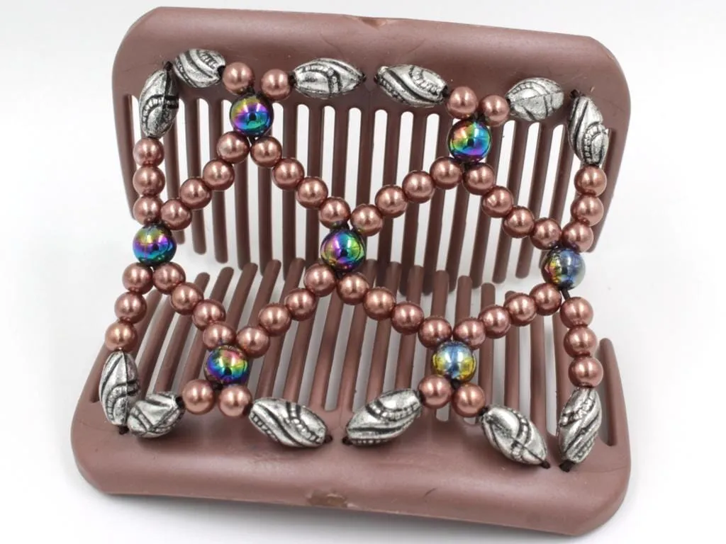 African Butterfly Hair Comb - Ndalena Brown Pearl 06