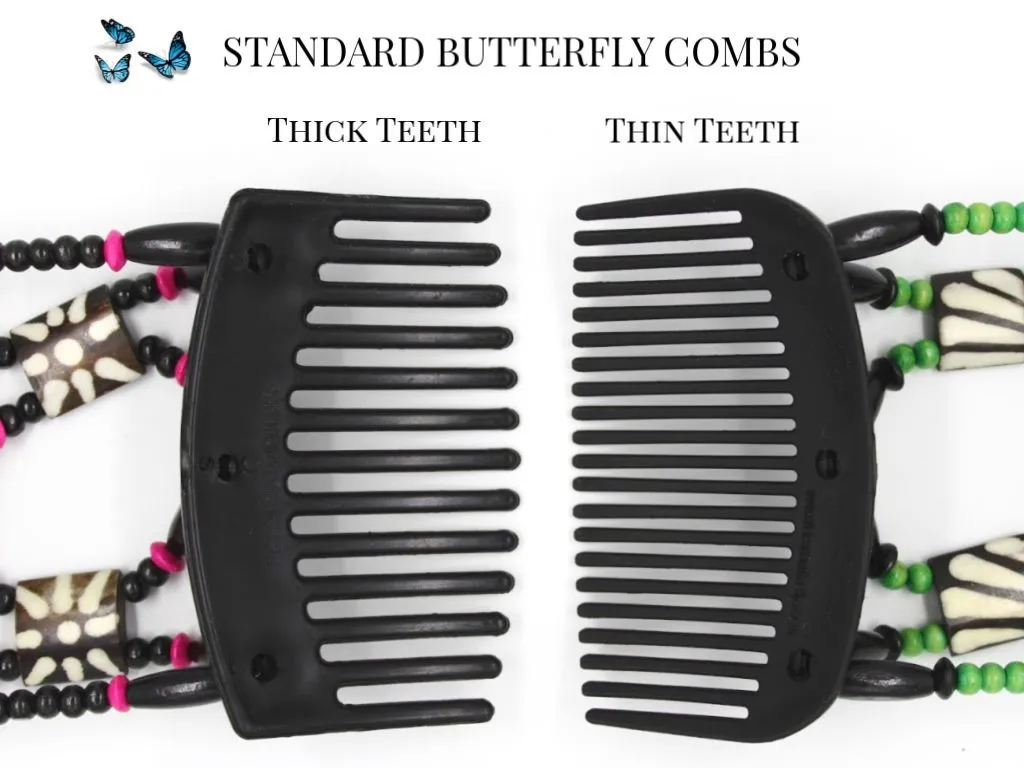 African Butterfly Thick Hair Comb - Beada Brown 215