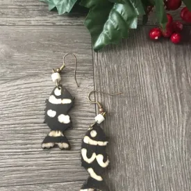 African ethnic Handmade Cow Bone Dangle Earrings