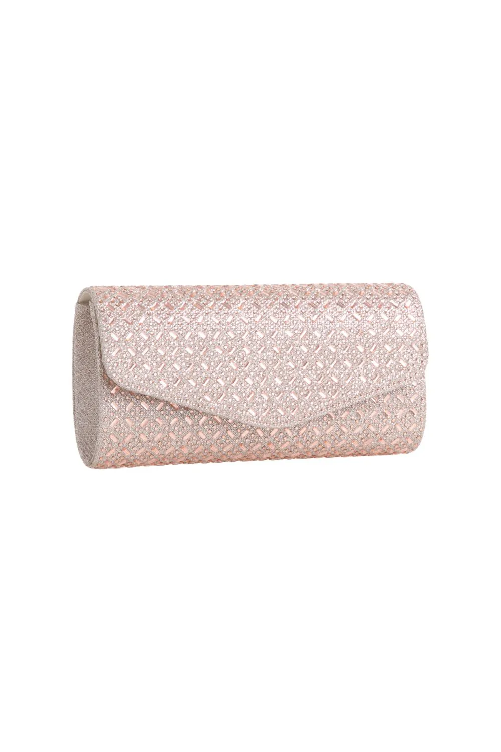 Aftershock London Rose Gold Diamante Evening Clutch Bag