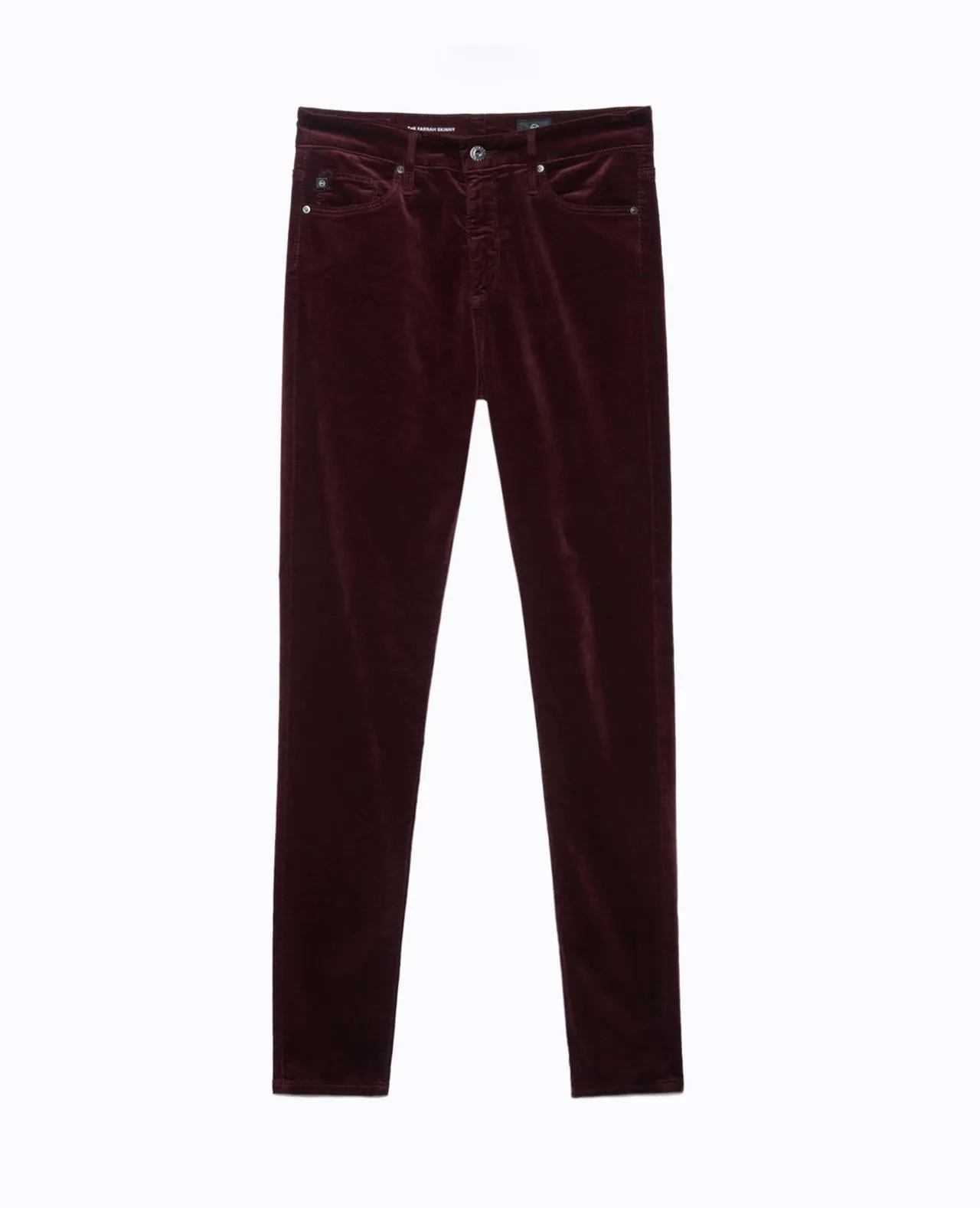 AG - The Farrah High Rise Skinny Velvet Denim in Plum/DCU