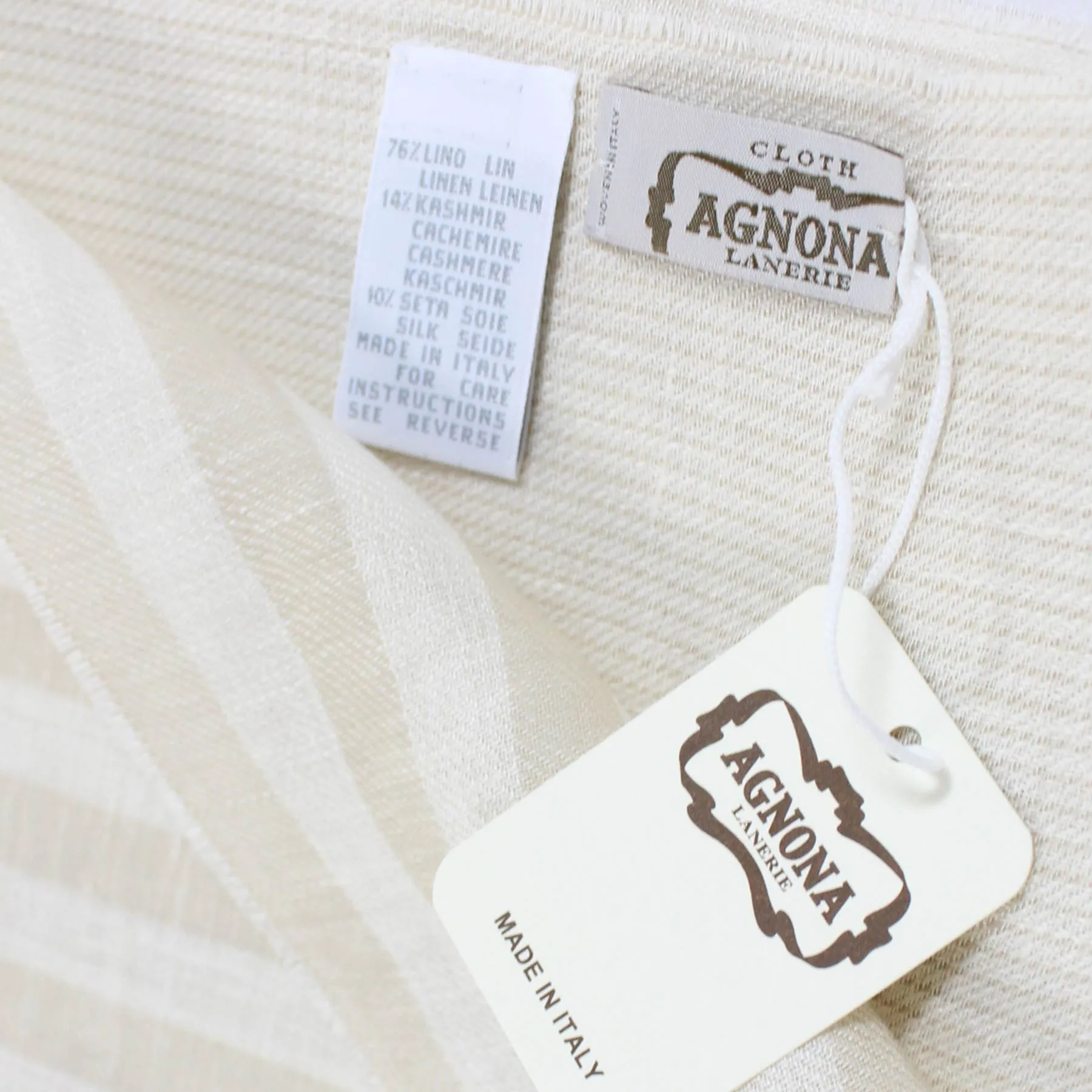 Agnona Scarf Beige Stripes - Linen Cashmere  Silk Shawl FINAL SALE