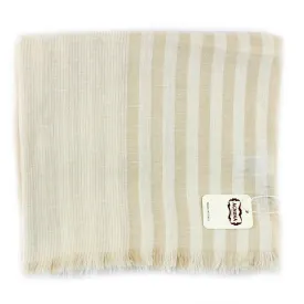 Agnona Scarf Beige Stripes - Linen Cashmere  Silk Shawl FINAL SALE