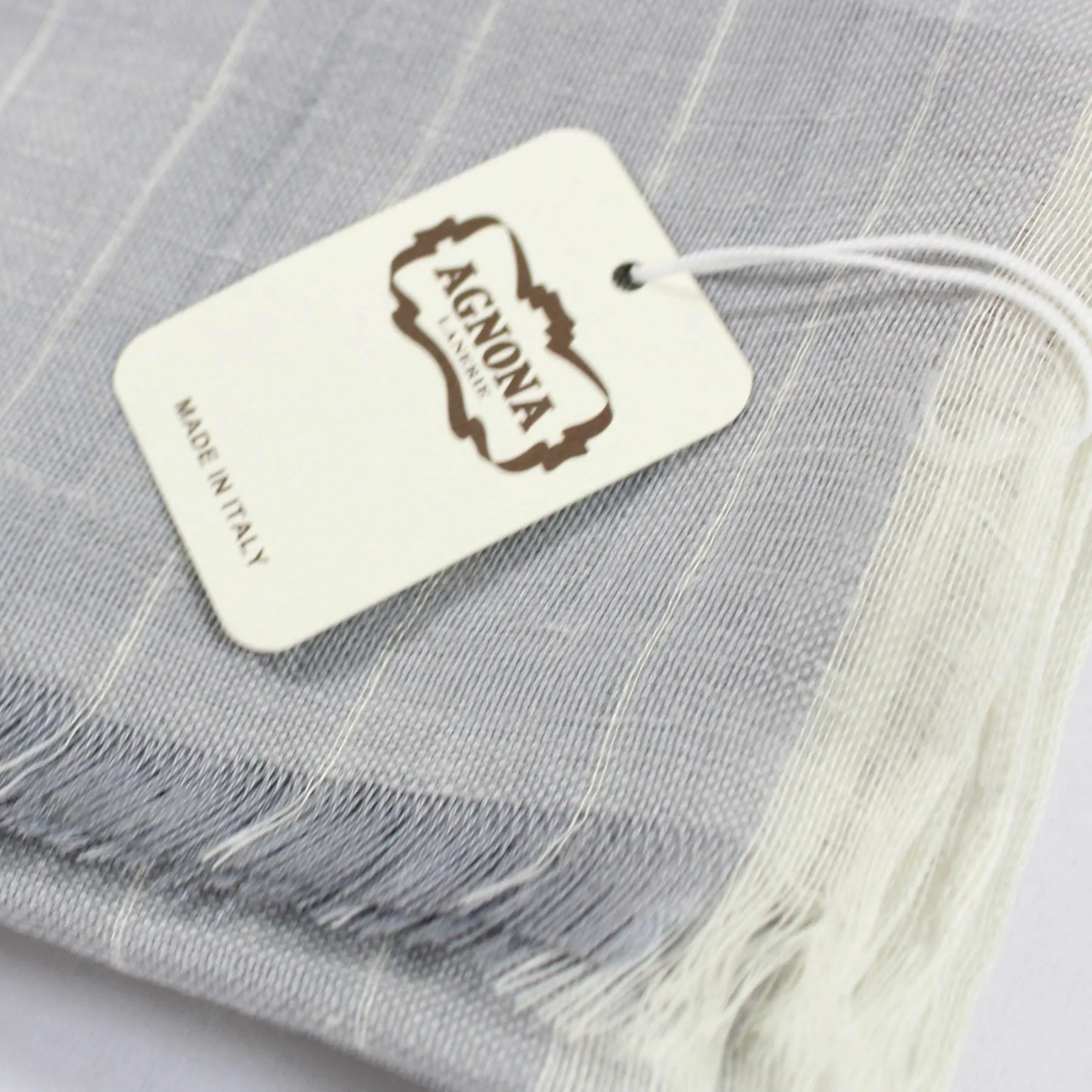 Agnona Scarf Gray Stripes Design - Luxury Linen Silk Shawl FINAL SALE