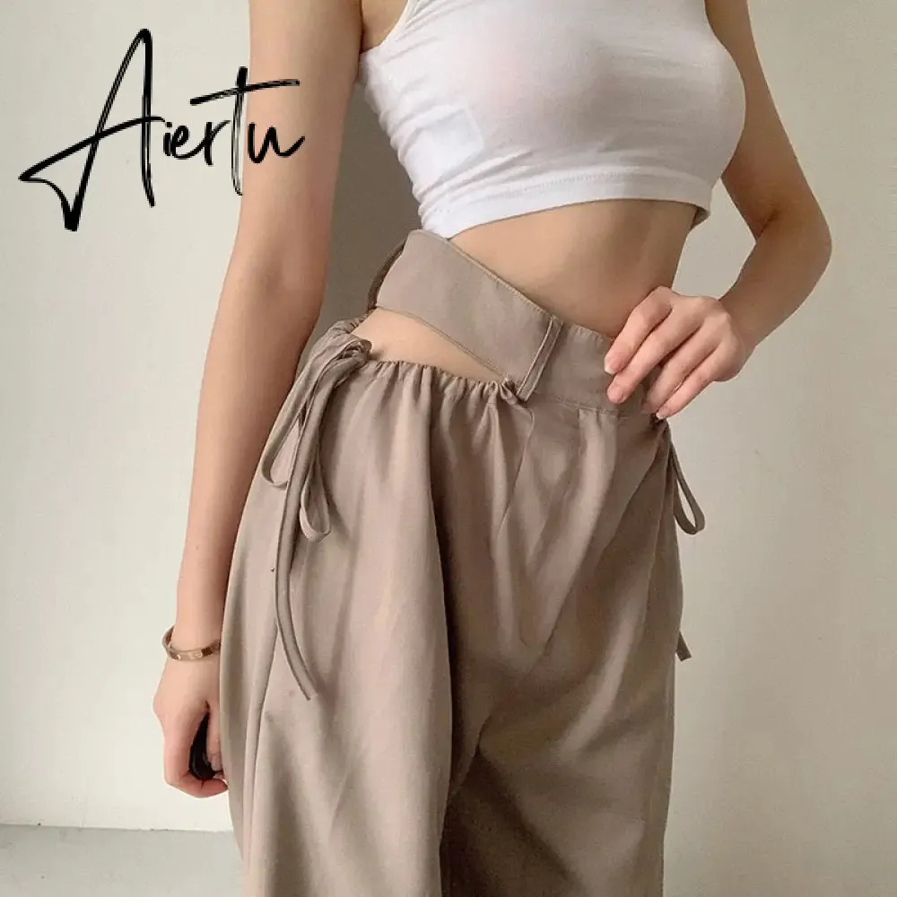 Aiertu Streetwear Women's Cargo Harem Pants Hip Hop High Waist Casual Female Track Pants Joggers Trousers Fashion Harajuku Women Pants