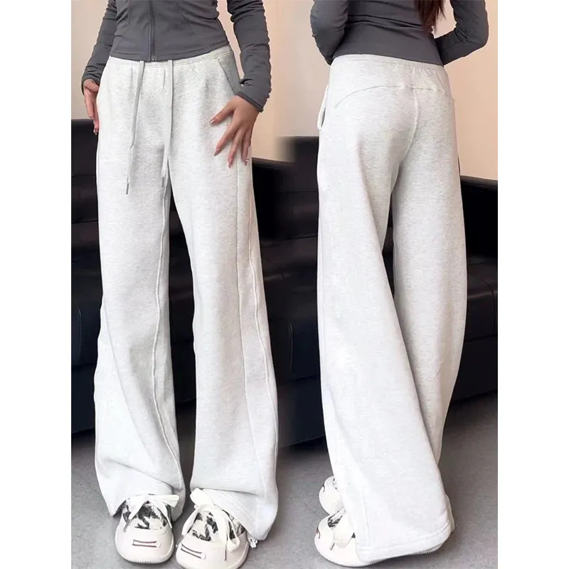 Aiertu Women Grey Pants Baggy Vintage Harajuku Y2k 90s Retro Oversize Sweatpants High Waist Wide Jogger Trousers 2000s Clothes 2024 New