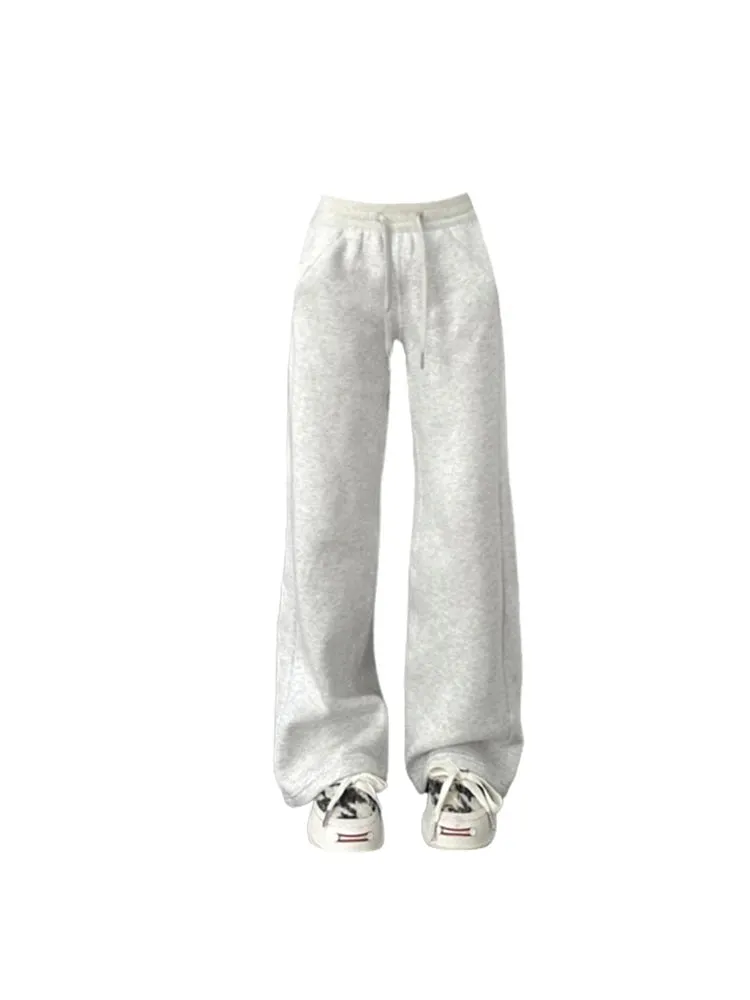 Aiertu Women Grey Pants Baggy Vintage Harajuku Y2k 90s Retro Oversize Sweatpants High Waist Wide Jogger Trousers 2000s Clothes 2024 New