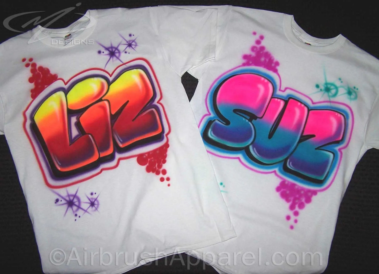 Airbrushed Graffiti Block Style Custom Tee or Sweatshirt; Add Any Name or Colors