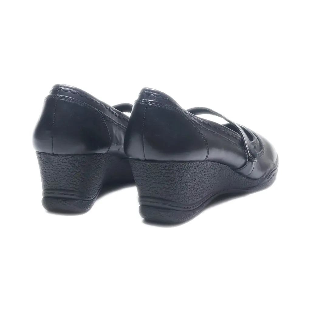 Airstep Wedge Shoes Leather Black Colour For Women