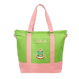 AKA Alpha Kappa Alpha Inspired Tote Bag Sorority Thick Canvas Embroidered Tote Bag